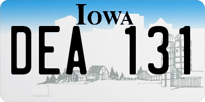 IA license plate DEA131