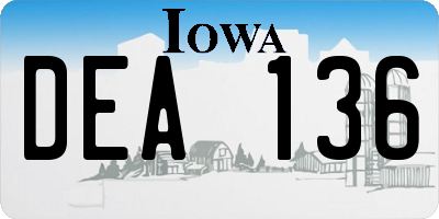 IA license plate DEA136