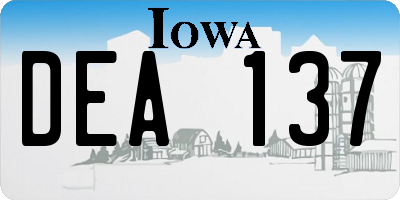 IA license plate DEA137