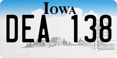 IA license plate DEA138