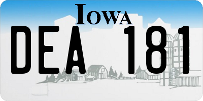 IA license plate DEA181
