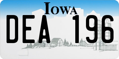IA license plate DEA196