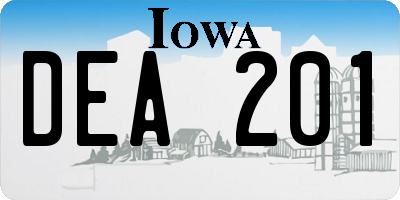 IA license plate DEA201