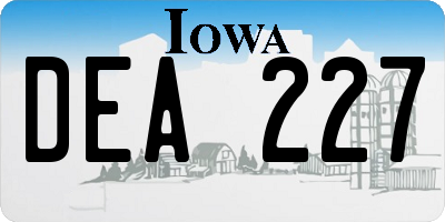 IA license plate DEA227