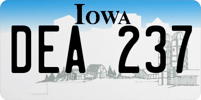 IA license plate DEA237