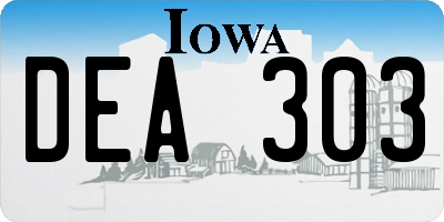 IA license plate DEA303