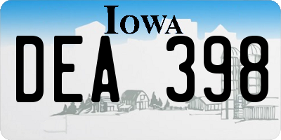 IA license plate DEA398