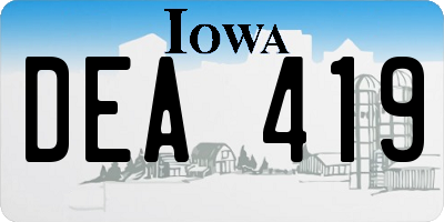 IA license plate DEA419