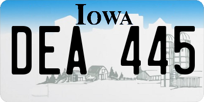 IA license plate DEA445