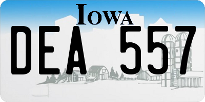 IA license plate DEA557