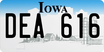 IA license plate DEA616