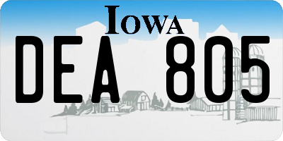 IA license plate DEA805