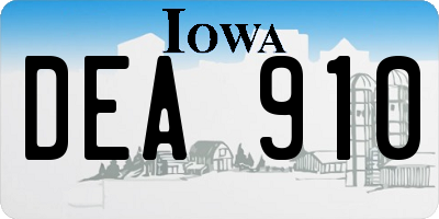 IA license plate DEA910