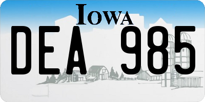 IA license plate DEA985