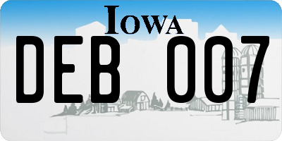 IA license plate DEB007