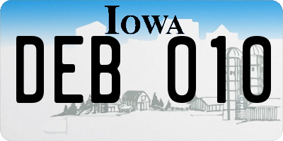 IA license plate DEB010