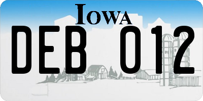 IA license plate DEB012