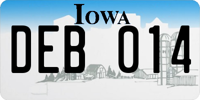IA license plate DEB014
