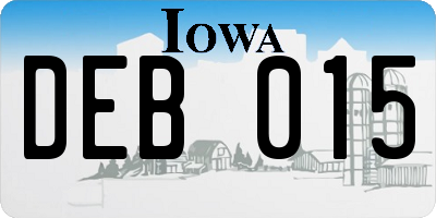IA license plate DEB015