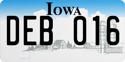 IA license plate DEB016