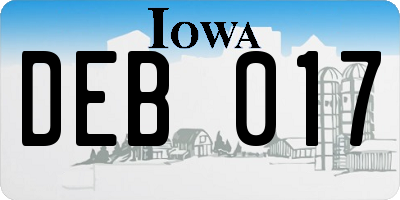 IA license plate DEB017