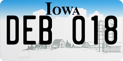 IA license plate DEB018