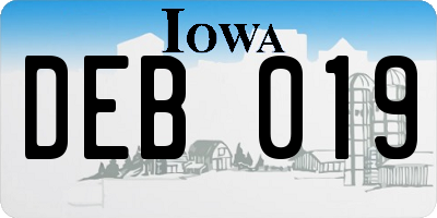 IA license plate DEB019