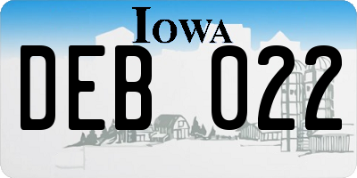 IA license plate DEB022
