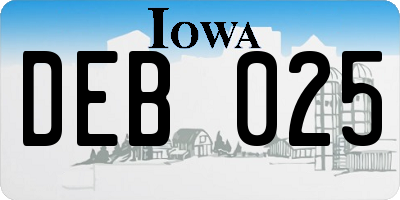 IA license plate DEB025