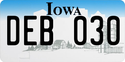 IA license plate DEB030