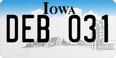 IA license plate DEB031