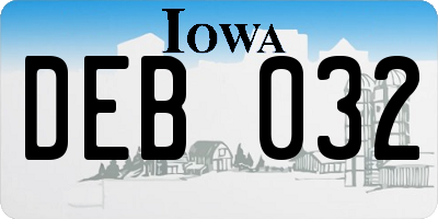 IA license plate DEB032