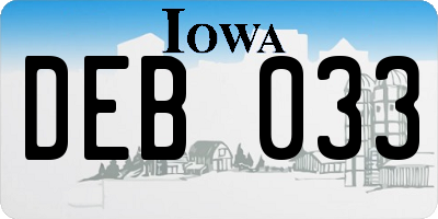 IA license plate DEB033