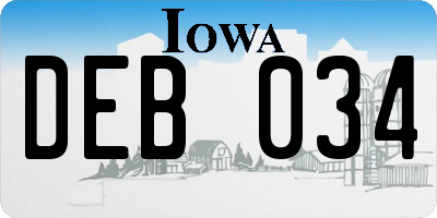 IA license plate DEB034