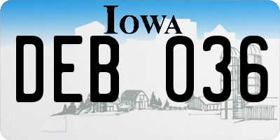 IA license plate DEB036