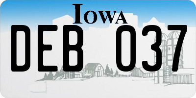 IA license plate DEB037