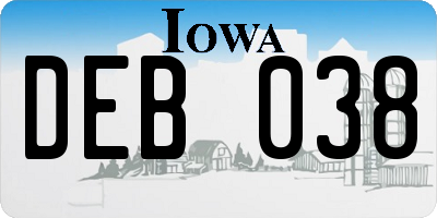IA license plate DEB038