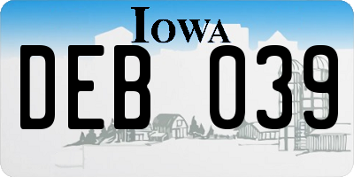 IA license plate DEB039