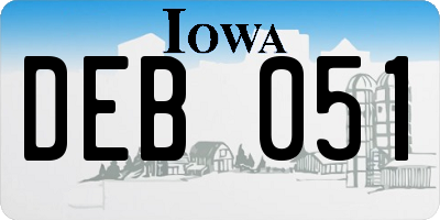 IA license plate DEB051