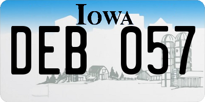 IA license plate DEB057