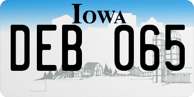 IA license plate DEB065