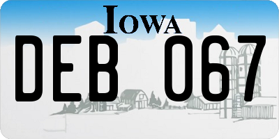 IA license plate DEB067