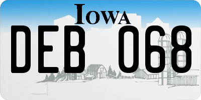 IA license plate DEB068