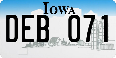 IA license plate DEB071