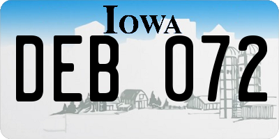 IA license plate DEB072