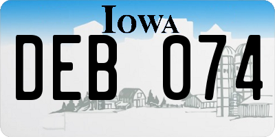 IA license plate DEB074