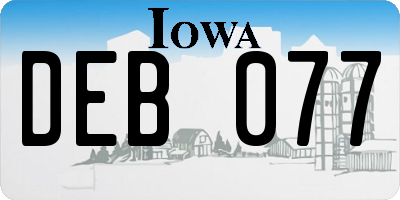 IA license plate DEB077
