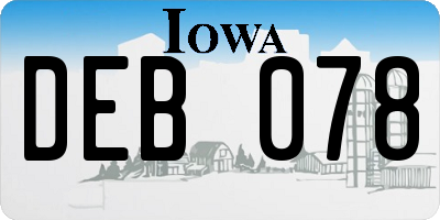 IA license plate DEB078