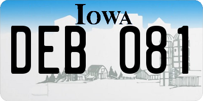 IA license plate DEB081