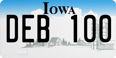 IA license plate DEB100